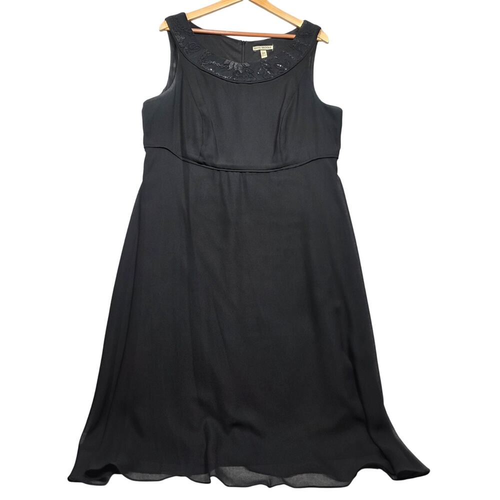 Maya Brooke Black Sequin Scoop Neck Dress Size 18W